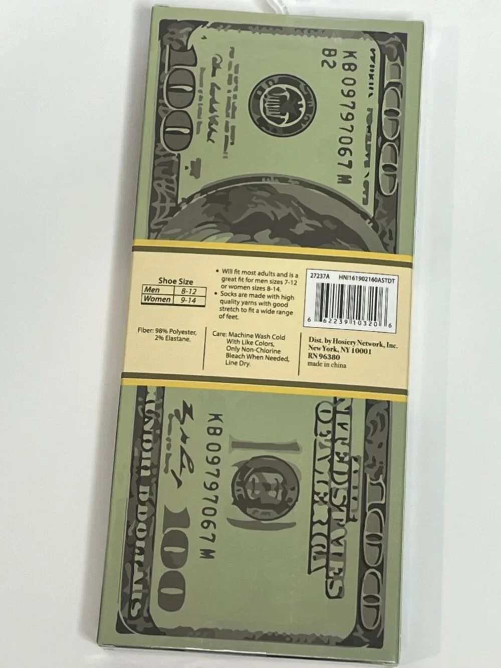 Money Print Crew Socks Dollar Bill Graphic Novelty One Size NWT Gift